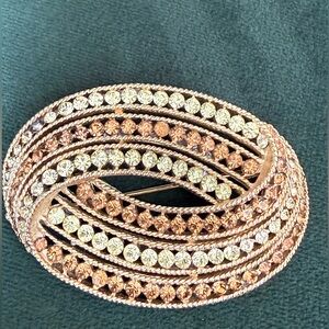 Vintage 1963 Crown Trifari Cavalcade Rhinestone Swirl Statement Brooch Pin